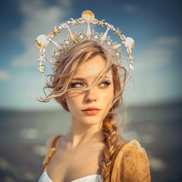 Double Layer Headband Conch Shell Metal Crown Accessory for Women main image 6